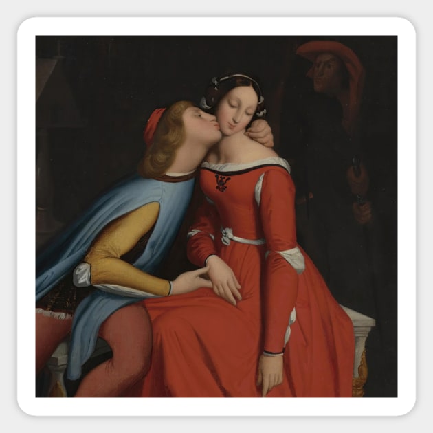 Paolo And Francesca by Jean-Auguste-Dominique Ingres Sticker by Classic Art Stall